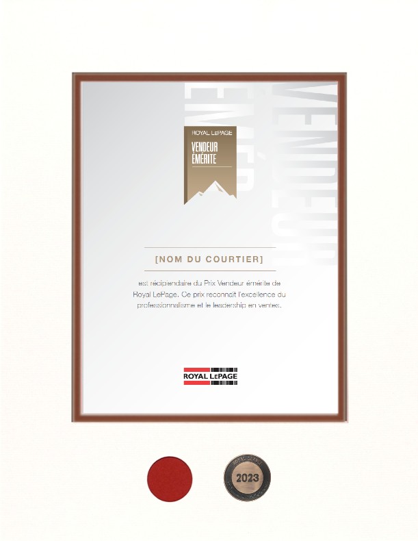 Mise a jour de Prix Vendeur émérite MC de Royal LePage MD Mise a jour de Prix Vendeur émérite MC de Royal LePage MD